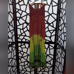 Advance Apparels - Embroidered Halter-Neck Smocked Midi Dress - Free Size